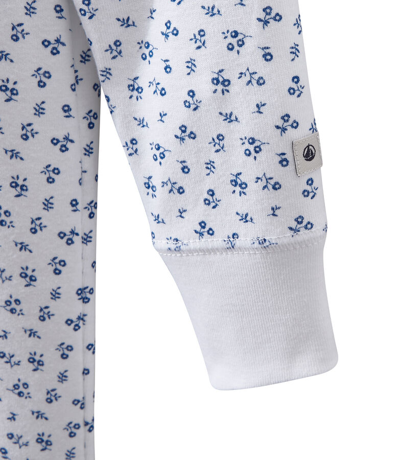 Pelele pijama estampado para ni&ntilde;a blanco ECUME/azul BLEU