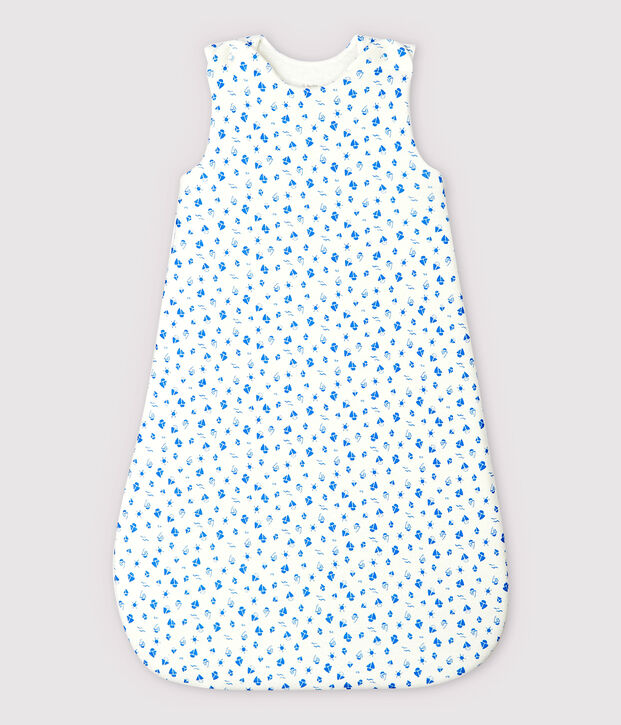 Saco de dormir de barcos de beb&eacute; de algod&oacute;n ecol&oacute;gico blanco/azul