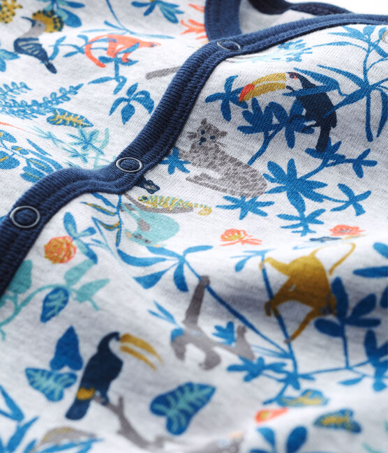 Pelele de punto acanalado para bebé de niño gris POUSSIERE/blanco MULTICO