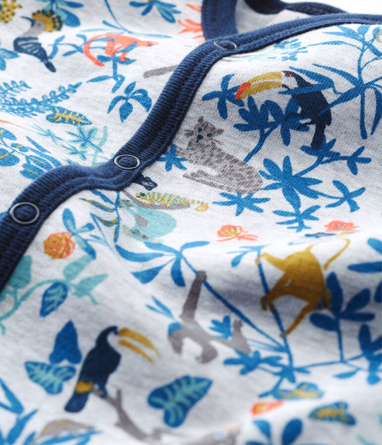 Pelele de punto acanalado para beb&eacute; de ni&ntilde;o gris POUSSIERE/blanco MULTICO