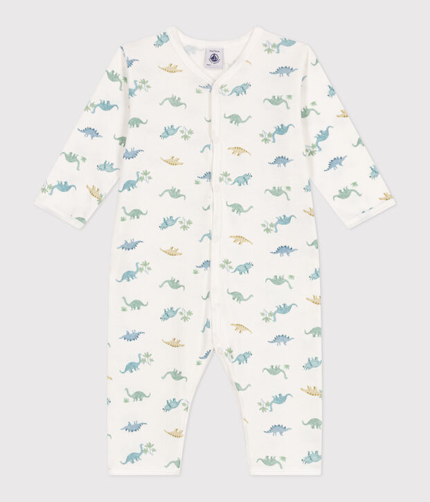 Pijama de algod&oacute;n sin pies con dinosaurios para beb&eacute; blanco/multicolor