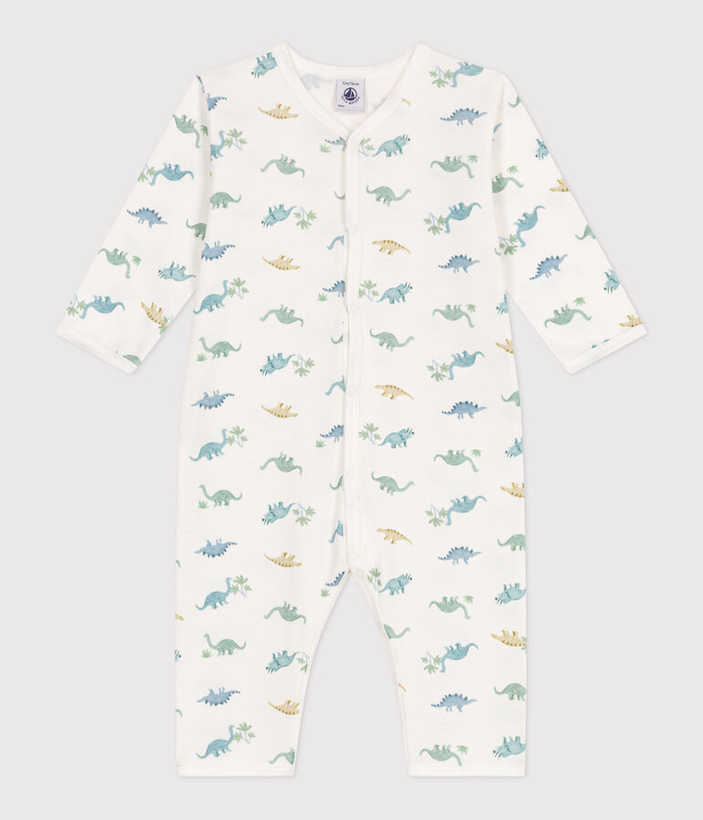 Pijama de algod&oacute;n sin pies con dinosaurios para beb&eacute; blanco/multicolor
