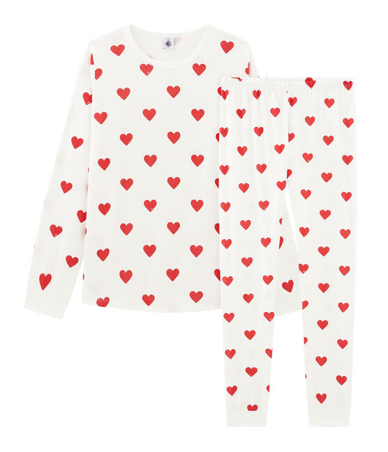 Pijama de punto para chica - chico blanco MARSHMALLOW/rojo TERKUIT