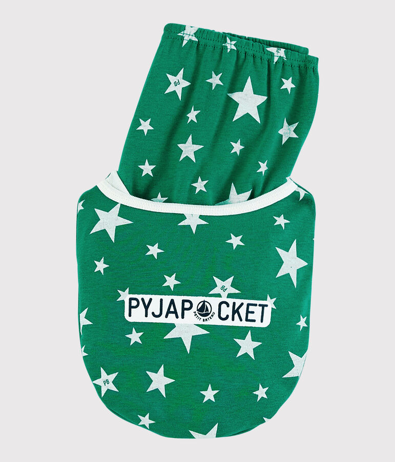 Pijama corto verde con estrellas de algod&oacute;n de ni&ntilde;o verde/blanco
