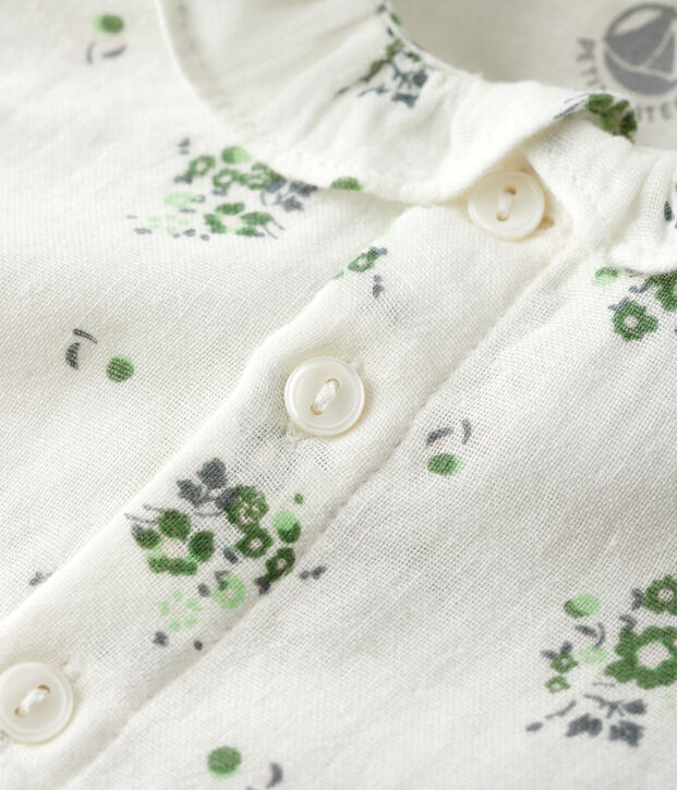 Blusa con estampado de flores de gasa de algod&oacute;n ecol&oacute;gico para beb&eacute; blanco/multicolor