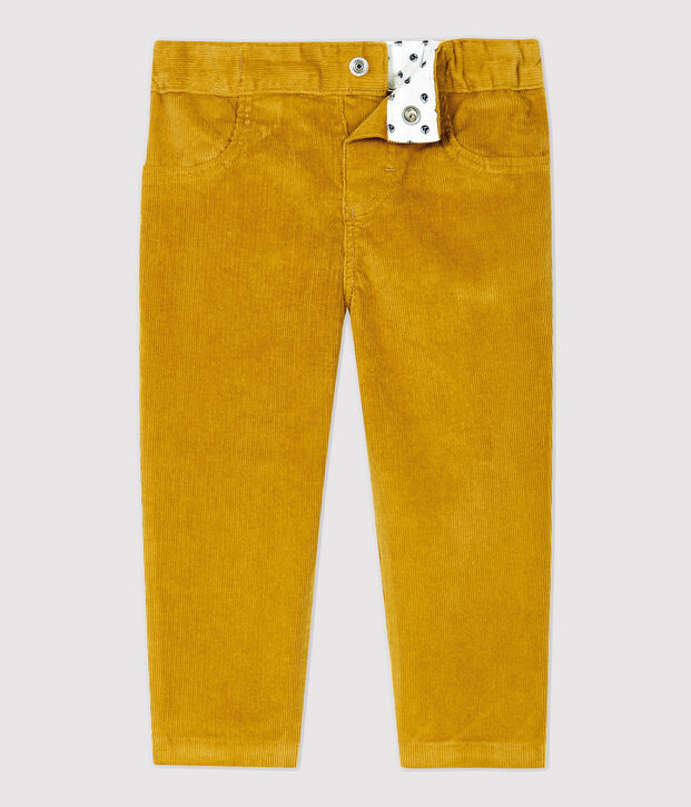 Pantal&oacute;n de terciopelo de beb&eacute;. amarillo