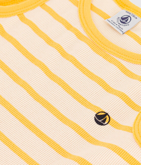 Vestido de algodón sin mangas para niña amarillo AVALANCHE/blanco DAISY
