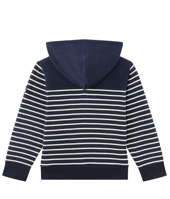 Suéter de rayas con cremallera para niño azul SMOKING/beige COQUILLE