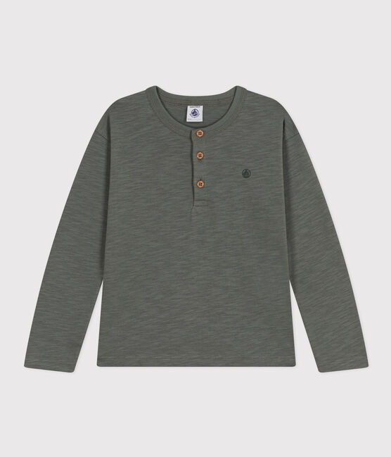 Camiseta de algodón de manga larga de niño verde THUYA