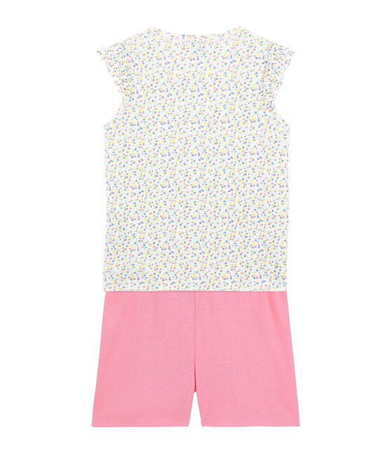 Pijama corto de lino/algodón para niña blanco MARSHMALLOW/blanco MULTICO