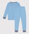 Pijama infantil liso de algodón con cuello mao azul FLO