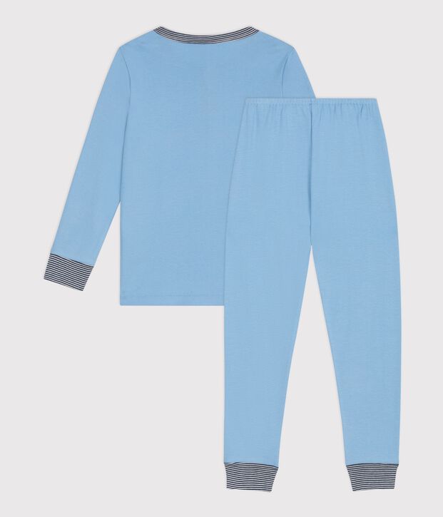 Pijama infantil liso de algod&oacute;n con cuello mao FLO