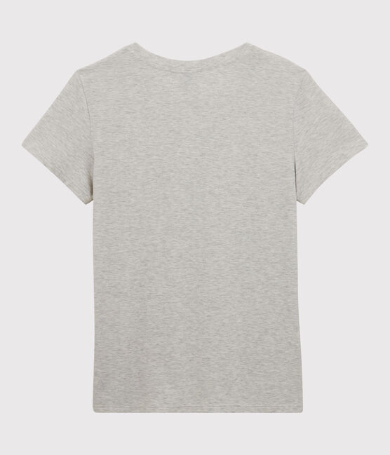 Camiseta RECTA con cuello redondo de algodón orgánico de mujer gris BELUGA CHINE