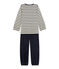 Pijama de terciopelo para niña beige COQUILLE/azul SMOKING