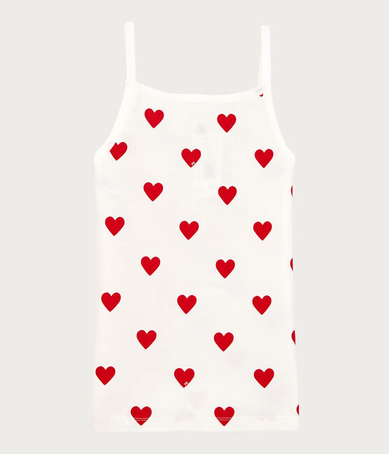 Camiseta de tirantes de algodón de mujer blanco MARSHMALLOW/rojo TERKUIT