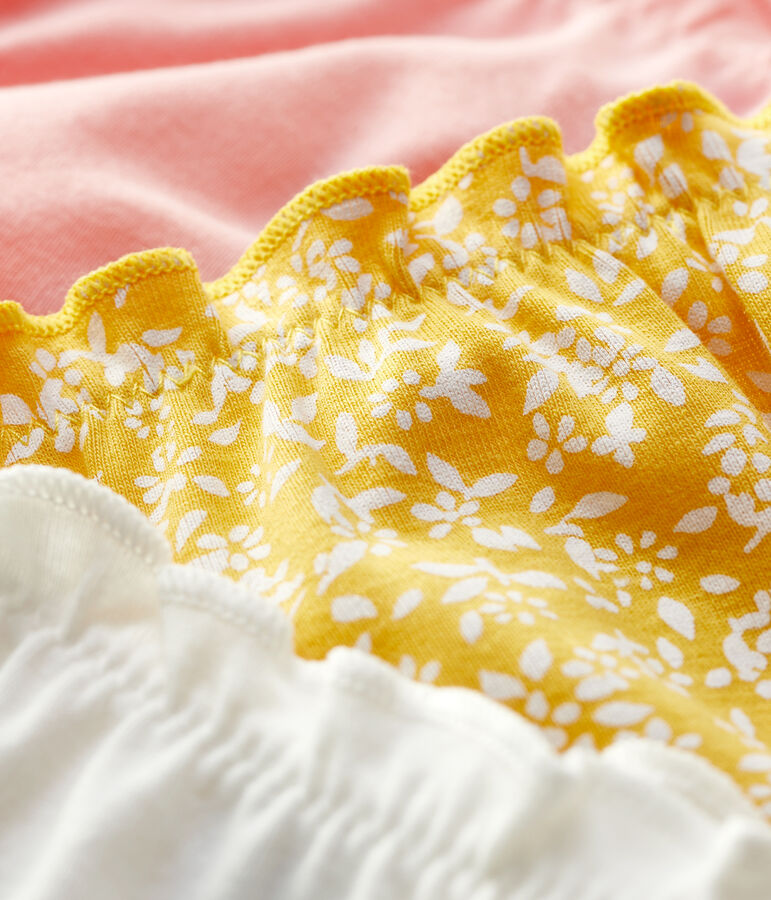 Juego de 3 braguitas con volantes y estampado floral de ni&ntilde;a de algod&oacute;n org&aacute;nico multicolor