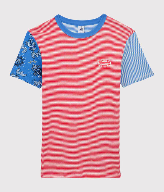 Camiseta L'ICONIQUE con cuello redondo de algodón orgánico de mujer rojo PEPS/blanco MULTICO