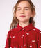 Vestido infantil de terciopelo de manga larga con estampado de lazos rojo/crudo
