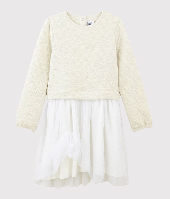 Vestido de manga larga infantil para niña beige MONTELIMAR CHINE