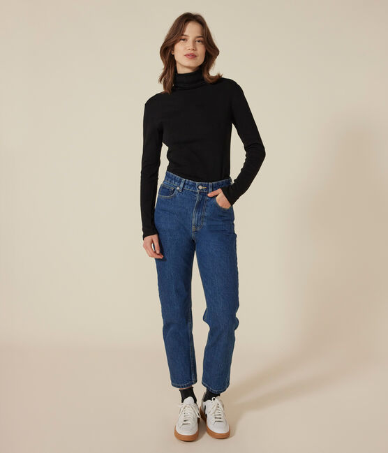 Camiseta Iconique de algodón con cuello alto para mujer negro BLACK