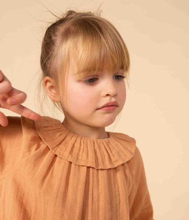 Blusa de gasa de algod&oacute;n para ni&ntilde;a rosa