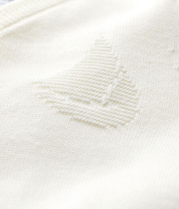 Rebeca de tejido de punto de algod&oacute;n/lino de beb&eacute; ni&ntilde;o blanco