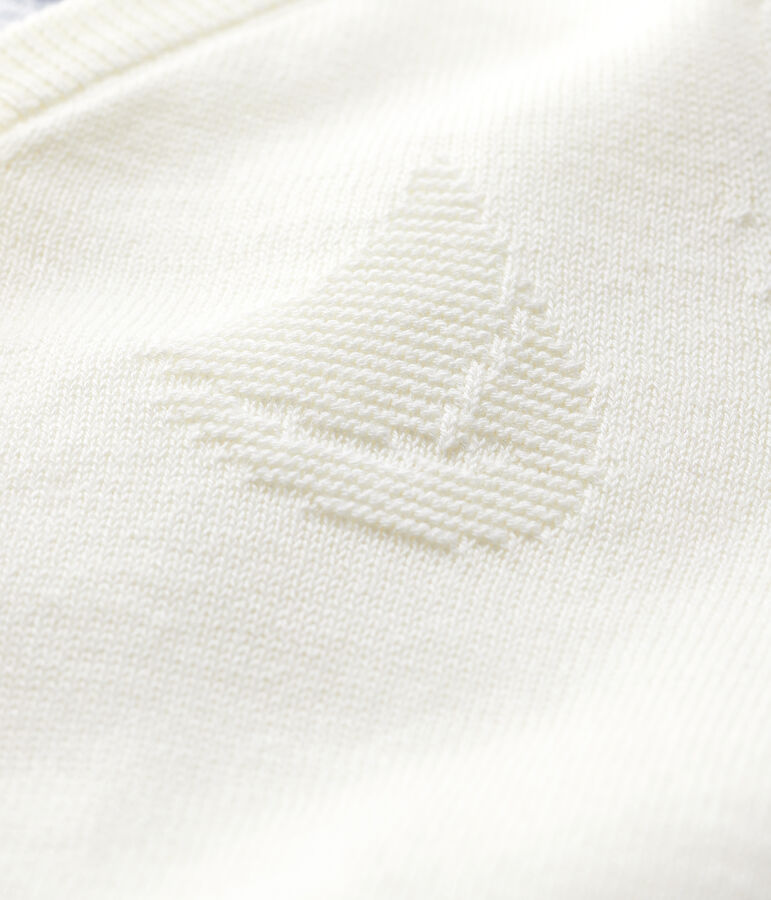 Rebeca de tejido de punto de algod&oacute;n/lino de beb&eacute; ni&ntilde;o blanco