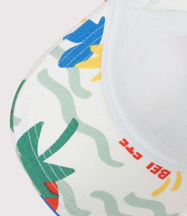 Sombrero infantil de algod&oacute;n con estampado de palmeras crudo/multicolor