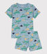 Pijama corto de algodón de explorador de niño/niña