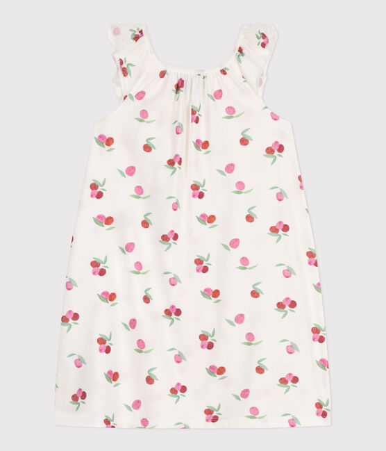 Camisón infantil de algodón con estampado de frutas blanco MARSHMALLOW/blanco MULTICO