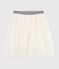 Falda infantil lisa de tul con lentejuelas crudo MILK
