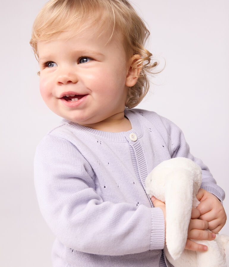 C&aacute;rdigan liso de punto tricotado de algod&oacute;n para beb&eacute; violeta