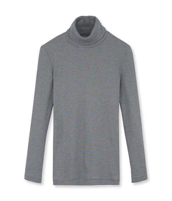 Women's striped polo neck - Previous collection azul ABYSSE/blanco LAIT