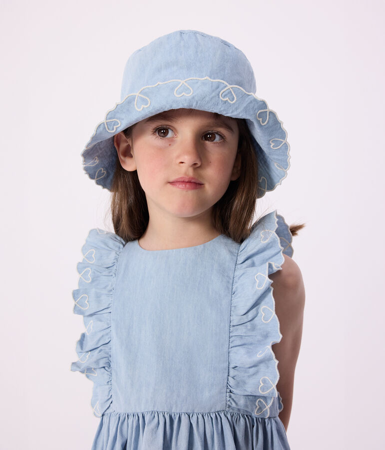 Vestido infantil de algod&oacute;n sin mangas azul