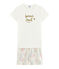 Pijama corto de punto para chica blanco MARSHMALLOW/blanco MULTICO