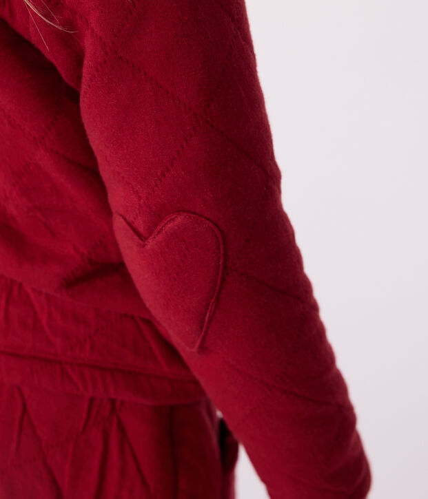 C&aacute;rdigan infantil liso de algod&oacute;n rojo