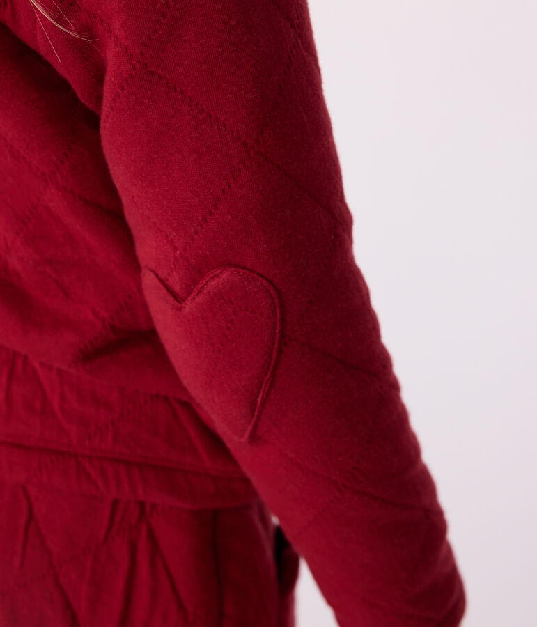 C&aacute;rdigan infantil liso de algod&oacute;n rojo AMARANTE