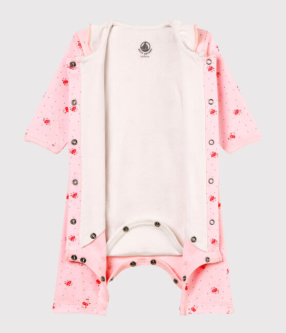 Bodyjama sin pies de punto 1x1 estampado para bebé niña rosa VIENNE/blanco MULTICO