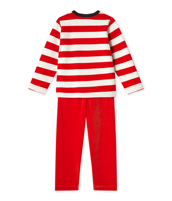 Pyjama garçon en velours rojo FROUFROU/blanco LAIT