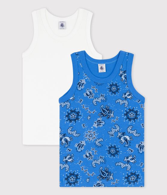 Juego de 2 camisetas de tirantes de bandana de algodón orgánico de niño variante 1