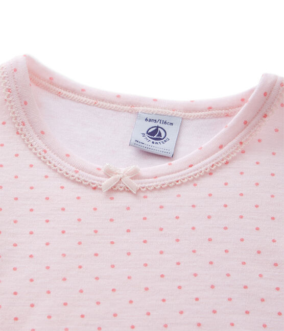 Camiseta de lana y algodón para niña rosa VIENNE/rosa GRETEL