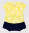 Conjunto de dos piezas con estampado hawaiano de popelina ecológica de bebé amarillo ORGE/blanco MARSHMALLOW