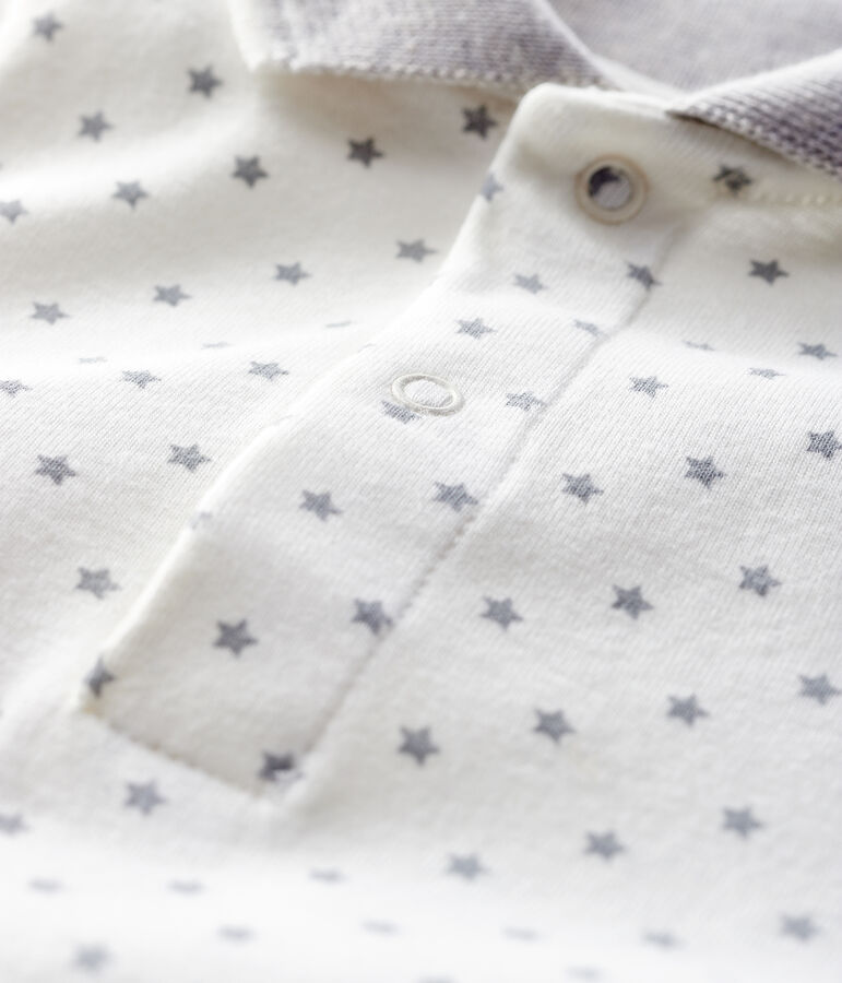 Bodi de manga larga con cuello de polo para beb&eacute; blanco MARSHMALLOW/gris GRIS