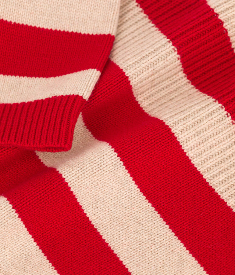 Jersey a rayas de lana y algod&oacute;n de ni&ntilde;o beige/rojo