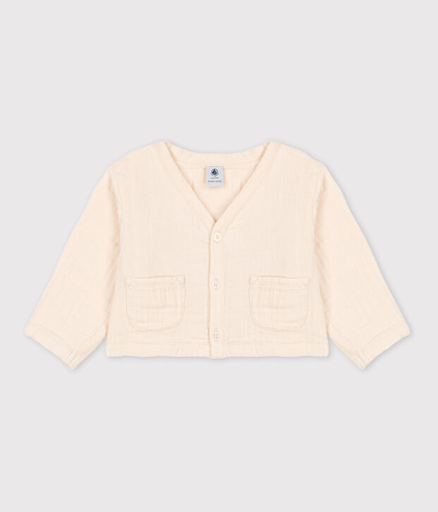 C&aacute;rdigan de gasa de algod&oacute;n para beb&eacute; crudo