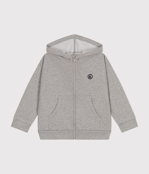 Sudadera de felpa con cremallera y capucha para ni&ntilde;o gris
