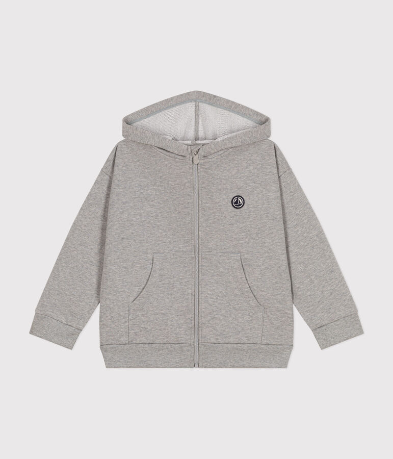 Sudadera de felpa con cremallera y capucha para ni&ntilde;o gris
