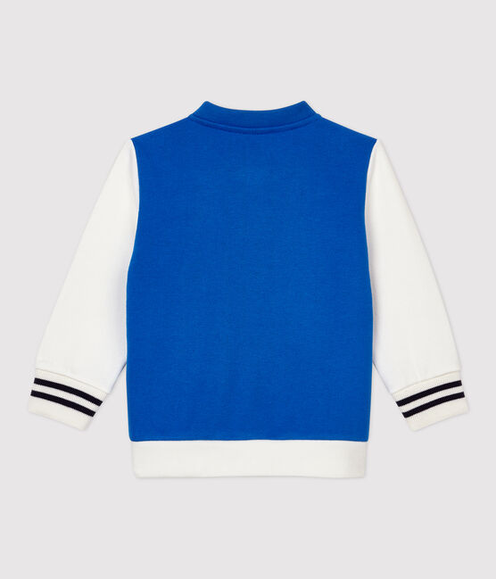 Chaqueta de béisbol de muletón de bebé. azul RUISSEAU/blanco MARSHMALLOW