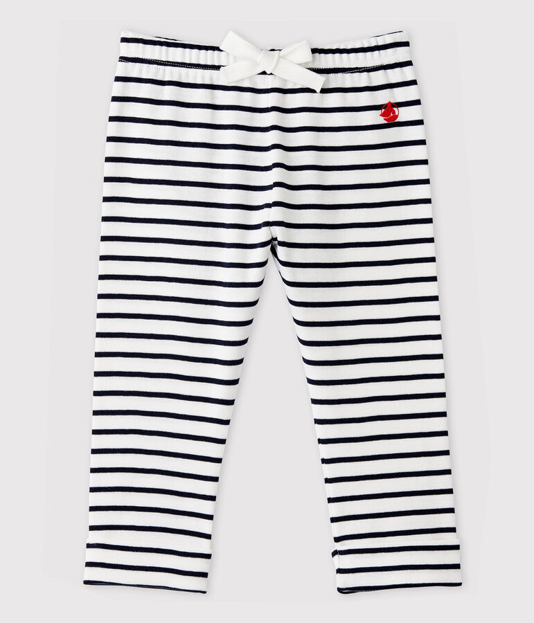 Pantal&oacute;n de algod&oacute;n de beb&eacute; ni&ntilde;o/ni&ntilde;a blanco/azul