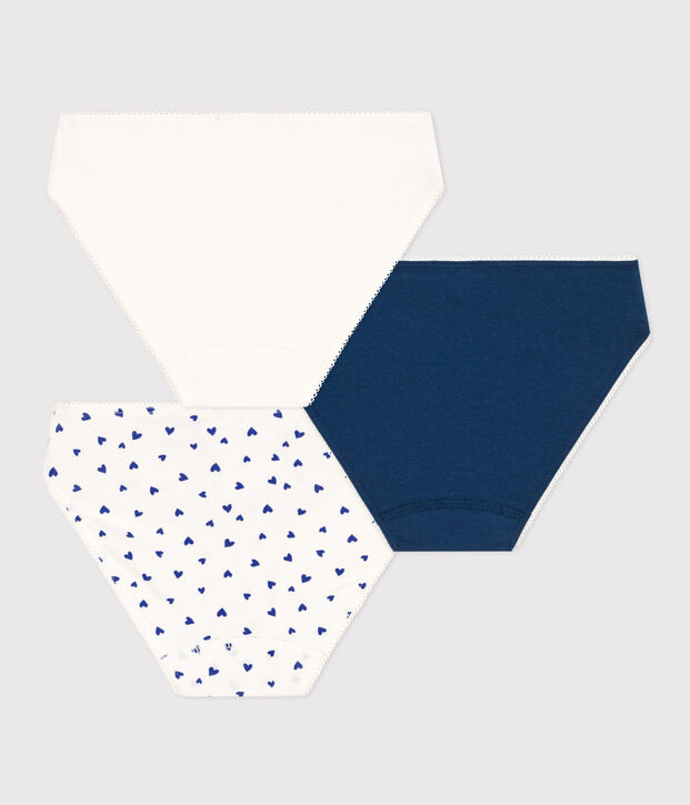 Juego de 3 braguitas de algod&oacute;n y elastano con coraz&oacute;n para ni&ntilde;a multicolor